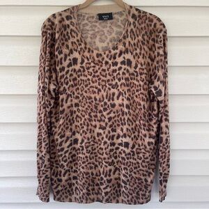 Vici Leopard Animal Print Long Sleeve Wool Blend Sweater Size S